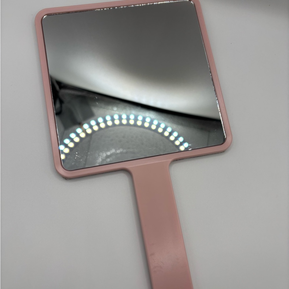 Pink Hand Mirror with Rhinestone Handle - Picture 3 of 4